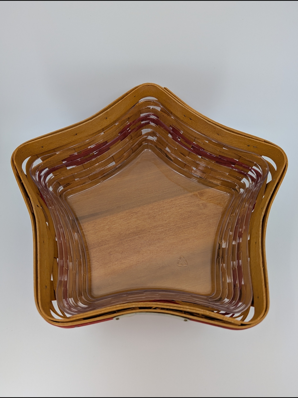 Longaberger 2001 Red Shining Star Basket/American Pride& Holly Liners/Protector - Picture 4 of 9
